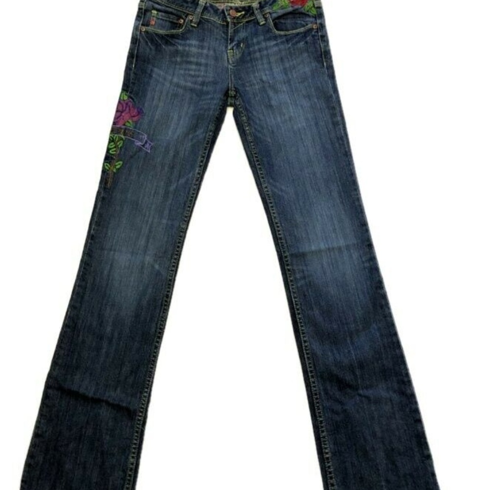 Womens Seven7 Floral Embroidered Jeans